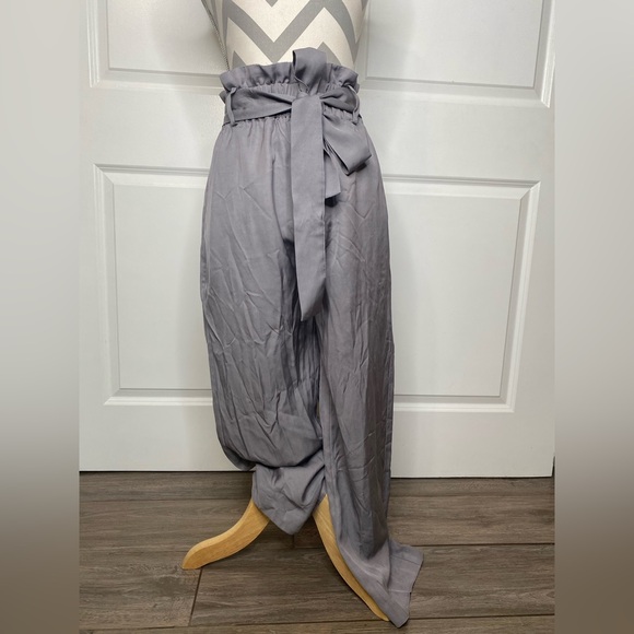 J. Crew Point Sur Size 4 Gray Paper Bag Gray Pant - Picture 2 of 10